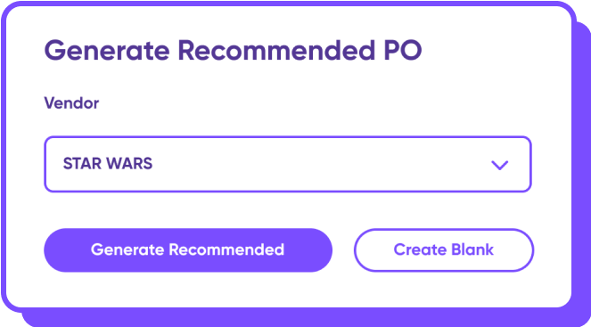 You can generate recommended PO in Cogsy